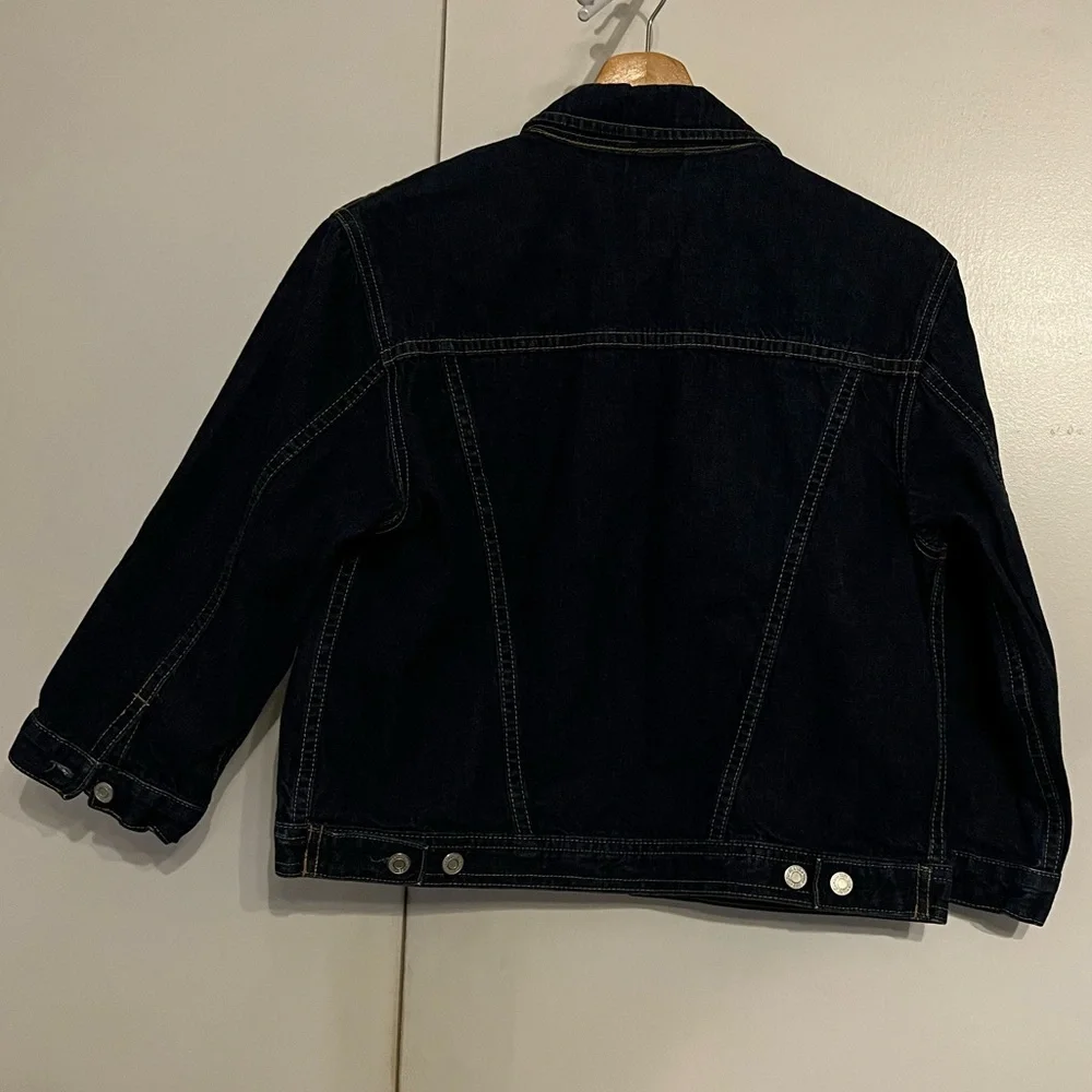 GAP Women’s Cropped Dark Blue Denim Jacket size M - Picture 7 of 13